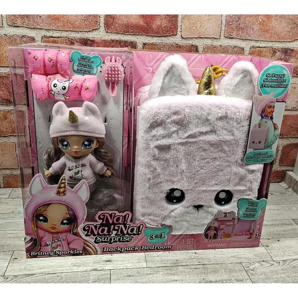 Na! Na! Na! Surprise 3 in 1 Pink Backpack Bedroom Playset Britney Sparkles NEW